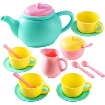 JOYIN 18PCS Pretend Play Tea Party Set Play Food Accessories BPA Free, Phthalates Free, Plastic Tea ...