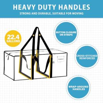 VENO 2 Pack Moving Bags, Heavy Duty Storage Bags with Dual-Handled, Dorm Room Essentials, Moving Supplies, Storage Totes for Camping, Travel, Laundry, College Dorm and Packaging (Clear, 2 Pack)