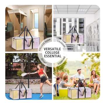 VENO 2 Pack Moving Bags, Heavy Duty Storage Bags with Dual-Handled, Dorm Room Essentials, Moving Supplies, Storage Totes for Camping, Travel, Laundry, College Dorm and Packaging (Clear, 2 Pack)