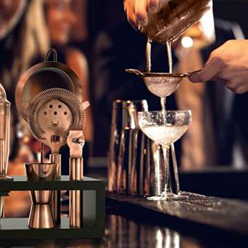 Highball & Chaser 13-Piece Cobbler Cocktail Shaker Set Matte Copper Stainless Steel Bartender Kit For Home Bar Cocktail Set Laser Engraved Cocktail Tools Plus E-Book with 30 Different Cocktail Recipes