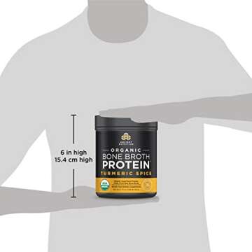 Ancient Nutrition Organic Bone Broth Protein Powder, Turmeric Spice Flavor, 17 Servings Size - Organic, Gut-Friendly, Paleo-Friendly