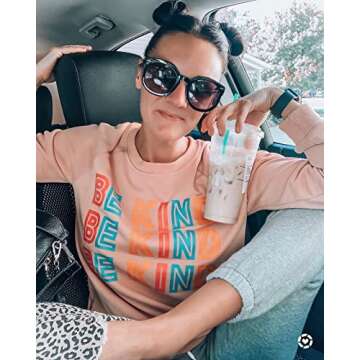 Blooming Jelly Womens Be Kind Sweatshirt Crewneck Loose Fit Cute Long Sleeve Tops Ladies Fall Clothes Winter Teacher Outfits (Small, Pink)