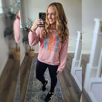 Blooming Jelly Womens Be Kind Sweatshirt Crewneck Loose Fit Cute Long Sleeve Tops Ladies Fall Clothes Winter Teacher Outfits (Small, Pink)