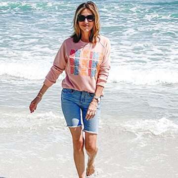 Blooming Jelly Womens Be Kind Sweatshirt Crewneck Loose Fit Cute Long Sleeve Tops Ladies Fall Clothes Winter Teacher Outfits (Small, Pink)