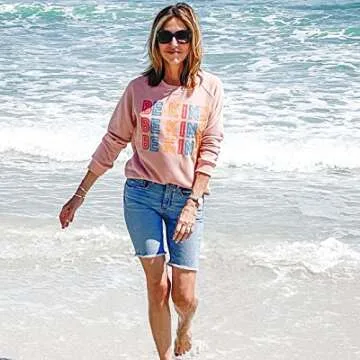 Blooming Jelly Womens Be Kind Sweatshirt Crewneck Loose Fit Cute Long Sleeve Tops Ladies Fall Clothes Winter Teacher Outfits (Small, Pink)