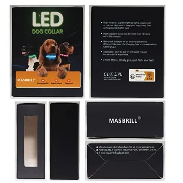 MASBRILL LED Rechargeable Light Up Dog Collar - Waterproof