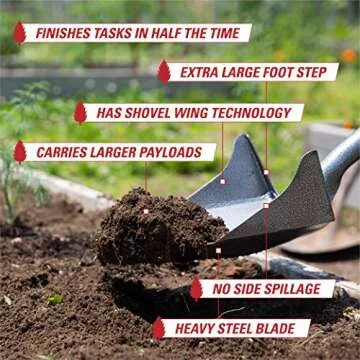 ROOT ASSASSIN One Shot Garden Shovel - 60" Straight Handle, Winged Back Shovel, Dig Deeper and Easier, Holds More Dirt, Larger Surface Area for You Foot (60" Long Handle Wing Shovel)