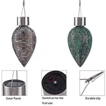 Kircust Solar Lanterns Outdoor Hanging, Vintage Garden Waterproof Metal Solar Lanterns Lights for Patio Table, Party, Walkway, Lawn Decorative, Courtyard,2PC