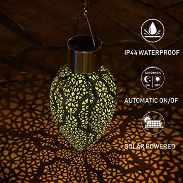 Kircust Solar Lanterns Outdoor Hanging, Vintage Garden Waterproof Metal Solar Lanterns Lights for Patio Table, Party, Walkway, Lawn Decorative, Courtyard,2PC