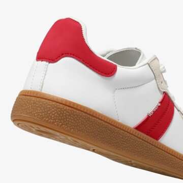 STQ Fashion Sneakers for Women Orthopedic Casual Shoes Classic Lace-up Sneaker, White Red, 8 US