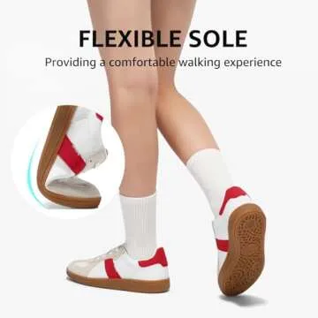 STQ Fashion Sneakers for Women Orthopedic Casual Shoes Classic Lace-up Sneaker, White Red, 8 US
