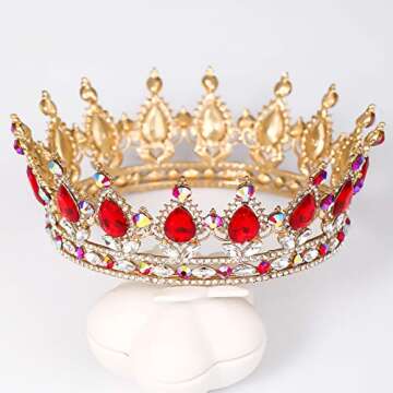 FORSEVEN Queen Crown Rhinestone Wedding Crowns and Tiaras for Women Costume Party Hair Accessories P...