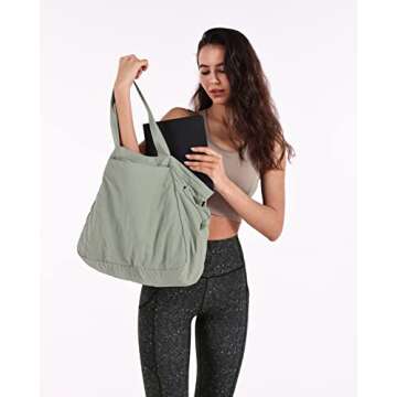 ODODOS 18L Side-Cinch Shopper Bags Lightweight Shoulder Bag Tote Handbag for Shopping Workout Beach Travel, Grey