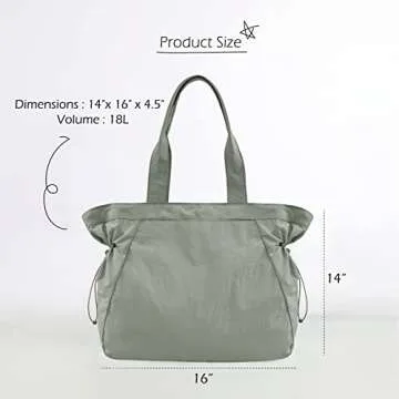 ODODOS 18L Side-Cinch Shopper Bags Lightweight Shoulder Bag Tote Handbag for Shopping Workout Beach Travel, Grey