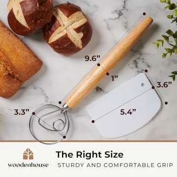 Danish Dough Whisk with Dough Cutter for Effortless Mixing