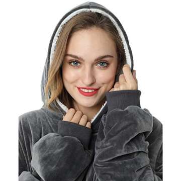 Comfy Reversible Sherpa Blanket Hoodie for All