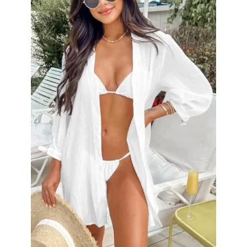 CUPSHE Women Beach Shirt Dress Lightweight Summer Coverup