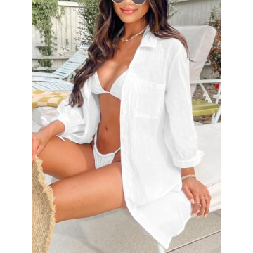 CUPSHE Women Beach Shirt Dress Lightweight Summer Coverup
