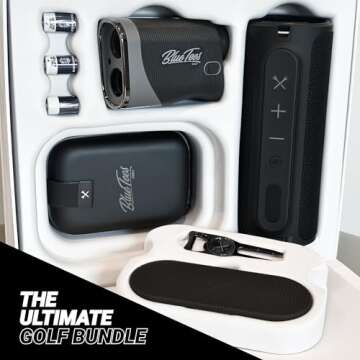 Blue Tees Golf - Player Pack Bundle- Series 3 Max Rangefinder, Magnetic Speaker, Divot Tool & Magnetic Hub - The Golf Bundle to Elevate Your Round