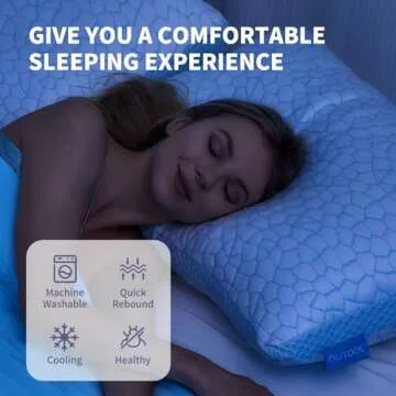 QUTOOL Double Sided Cooling Pillow for Hot Sleepers, Shredded Memory Foam Pillows Queen Size Set of 2, Adjustable Soft & Firm Gel Bed Pillow for Side, Back, Stomach Sleepers