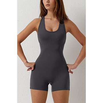 Meyeeka Stretchy Womens Jumpsuit with Built-in Bra