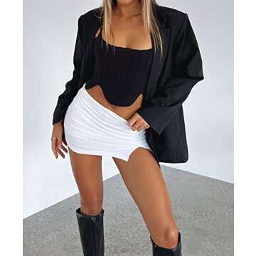 EG CHRIS G Women's White Mini Skirt with Attached Shorts