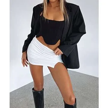 EG CHRIS G Women's White Mini Skirt with Attached Shorts