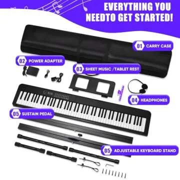 Digital Piano Keyboard - 88 Key Beginners Piano with Bluetooth