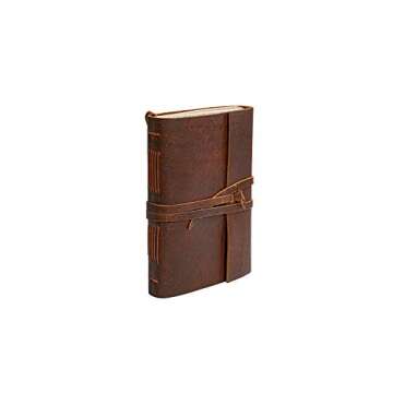 Leather Journal Notebook（6x8 in） - Vintage Leather Bound Journals Handmade Rustic Finish Book for Men and Women Unlined Leather Craft Paper 300 Pages, Leather Notepad Diary, Pocket Diary To Write In