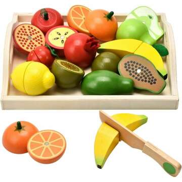 CARLORBO Wooden Food Set for Kids - 9 Pieces