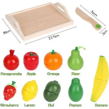 CARLORBO Wooden Food Set for Kids - 9 Pieces