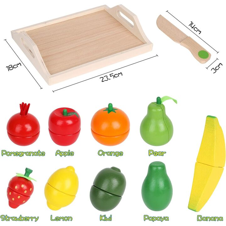 CARLORBO Wooden Food Set for Kids - 9 Pieces