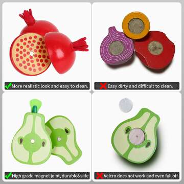 CARLORBO Wooden Food Set for Kids - 9 Pieces