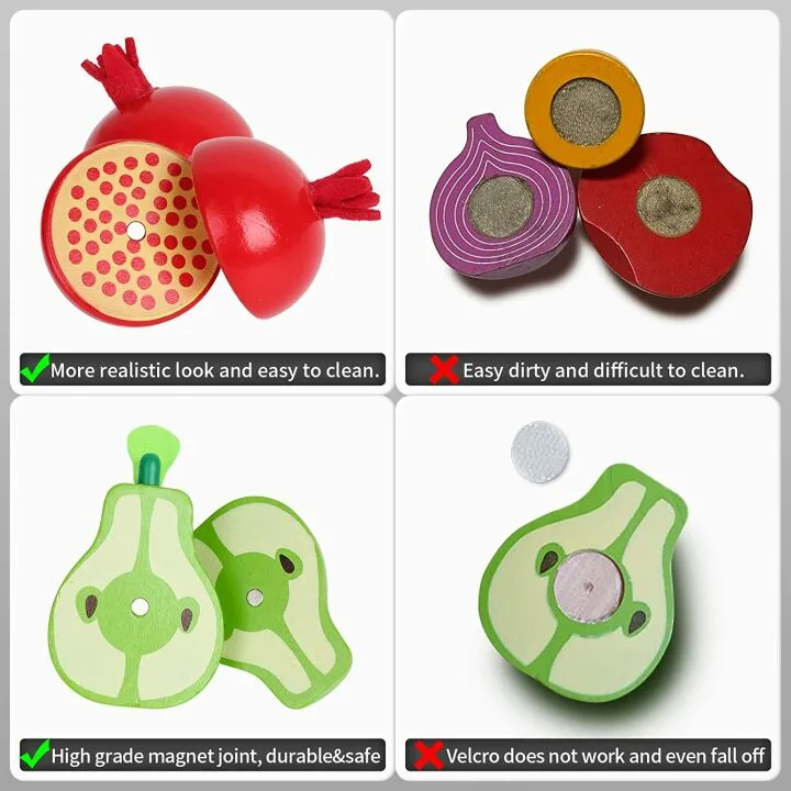 CARLORBO Wooden Food Set for Kids - 9 Pieces