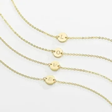 Gold Initial Bracelets for Bridesmaids and Weddings