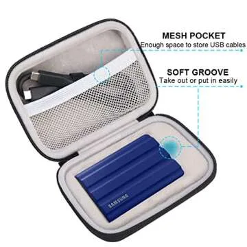 Lacdo Hard Carrying Case for Samsung T7 Shield / T7 / T7 Touch Portable Solid State Drives 500GB 1TB 2TB 4TB USB 3.2 External SSD Hard EVA Shockproof Storage Travel Bag, Black+Gray