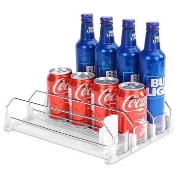Automatic Soda Can Organizer and Rolling Soda Can Organizer for Refrigerator for Beer Soda Seltzer Drink Pop Cans Holder Storage Pantry Organization