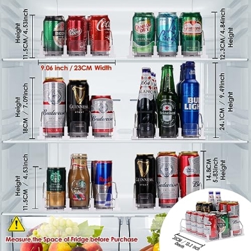 Automatic Soda Can Organizer and Rolling Soda Can Organizer for Refrigerator for Beer Soda Seltzer Drink Pop Cans Holder Storage Pantry Organization