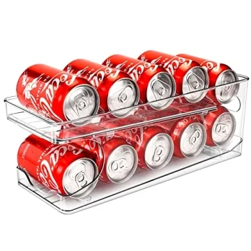 Automatic Soda Can Organizer and Rolling Soda Can Organizer for Refrigerator for Beer Soda Seltzer Drink Pop Cans Holder Storage Pantry Organization