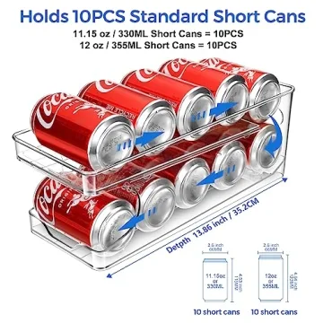 Automatic Soda Can Organizer and Rolling Soda Can Organizer for Refrigerator for Beer Soda Seltzer Drink Pop Cans Holder Storage Pantry Organization