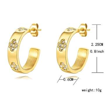 Friendship Earrings for Women Designer Cubic Zirconia Gold Stainless Steel Hoop Huggie Cuff Studs Fr...