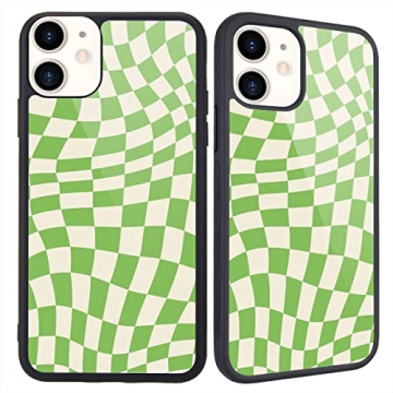 MAYCARI Compatible with iPhone 11 Case Twist Green Checkerboard for Children Boys Women, Hard Back C...