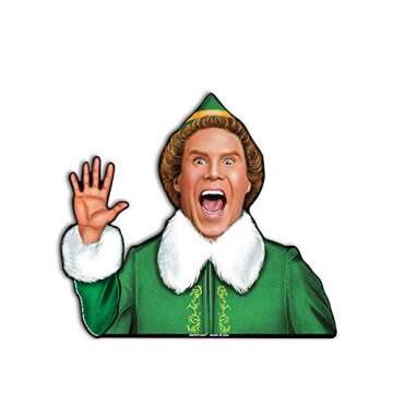 Jolly Elf Waving Arm Wiper Blade Decal for Christmas and Winter. WiperTags Attach to Rear Vehicle Wiper Blades and Waves When The Wiper is Turned on. Made in USA.