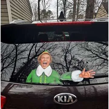 Jolly Elf Waving Arm Wiper Tag - Spread Holiday Cheer!