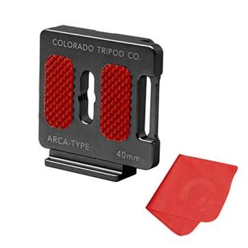 Colorado Tripod Arca Plates 40mm Universal Arca Swiss Quick Release Plate for Tripod Ball Head with Hand-Adjustable Stainless Steel Screw & Removable Rear Stopper - Black Color