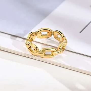 VNOX 18K Gold Plated/Silver Stainless Steel Cuff Link Ring for Women
