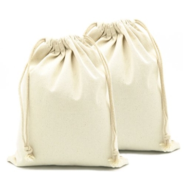 Reusable Cotton Canvas Muslin Drawstring Bags Pack of 2