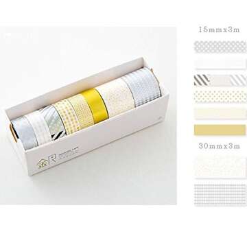 SGDOLL Washi Masking Decorative Tape Set - 8 Rolls for DIY Crafts