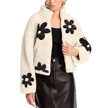 Maixang Women's Floral Sherpa Fleece Jacket - Stylish & Warm