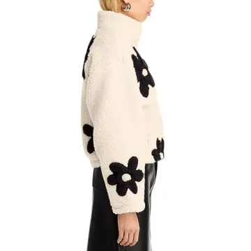 Maixang Women's Floral Sherpa Fleece Jacket - Stylish & Warm